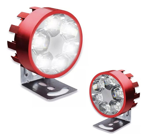 Faros 6 Led Redondo 12 W Estrobo Flash Rojo Rmb