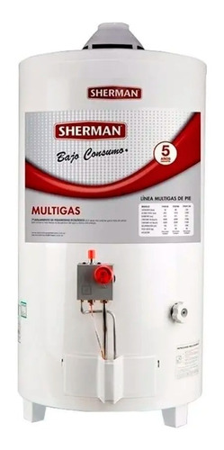 Termotanque Sherman Multigas Pie Superior Tpgp50 Blanco 50l