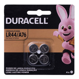 Bateria Duracell Lr44 A76 1.5v Botão Moeda Cartela 4 Unid