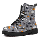 Botas Cortas Con Estampado De Elementos De Halloween.