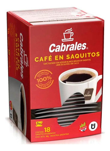 Cafe  Saquitos 20 Un Cabrales Cafe Soluble