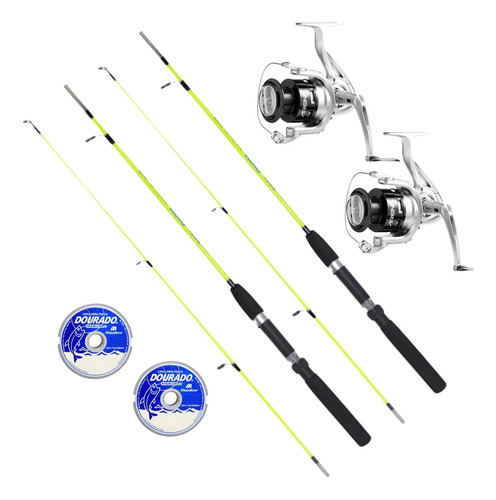 Kit Pesca 2 Varas+ 2 Molinetes Arena 2000 + Linha