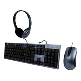 Teclado Mouse Usb Diadema 3.5mm Perfect Choice Azul Pc-20170