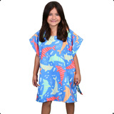 Roupão Poncho Toalha Natação Praia Piscina Infantil C/ Capuz