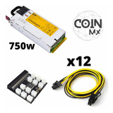 Kit Mineria, Fuente Hp 750w, Breakout, 12 Cables Pcie 16 Awg
