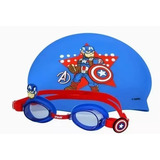 Voit Goggles Y Gorra Set Natación Infantil Niños Marvel Hero Color Azul