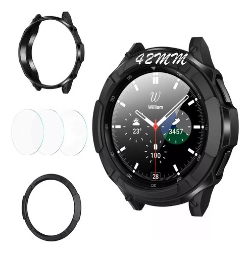 Funda + 3 Micas Para Samsung Galaxy Watch 4 Classic 42/46mm