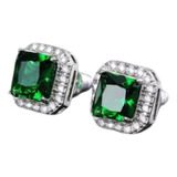 Pendientes Aretes Topos En Plata 925 Circón Verde Esmeralda