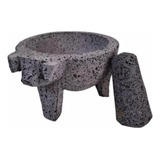 Molcajete Artesanal Piedra Volcánica Cabeza De Puerco 23 Cm