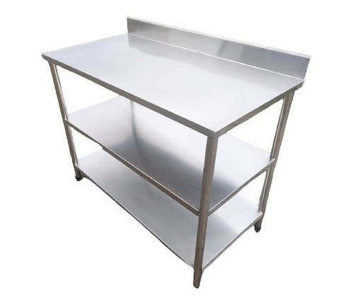 Bancada Mesa Inox Industrial 2 Prateleiras Espelho 160x60x90