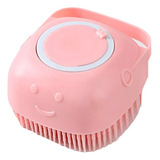 Escova Pente Silicone Banho Shampoo Pet Esponja Espuma Rosa