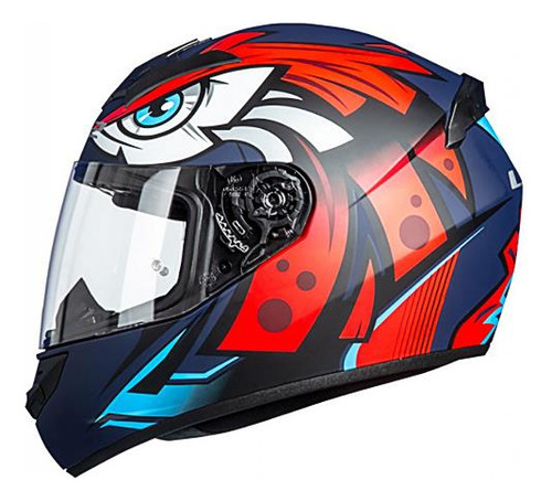 Casco Cerrado Ls2 Rookie Tribal Rojo Azul Ff352 Moteros