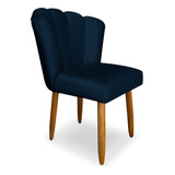Cadeira Petala Veludo Cor Azul Marinho Sala Penteadeira Mesa