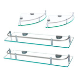 Combo X4 Repisas Estante Esquinero Rectangular Vidrio Baño