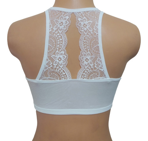 Top Blanco Encaje Ne Espalda Bonito R1229