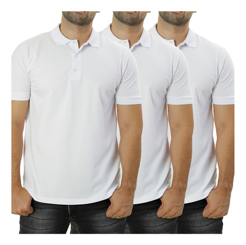 Kit 3 Camiseta Camisa Gola Polo Masculina Pique Lisa Algodão