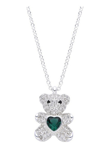 Cadena Dije Plata 925 Osito Teddy Zircon Cubic Regalo Mujer