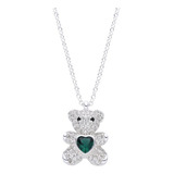 Cadena Dije Plata 925 Osito Teddy Zircon Cubic Regalo Mujer