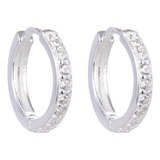 Aros Plata 925 Argollas Italiana Importada Pavé Mujer 10mm  