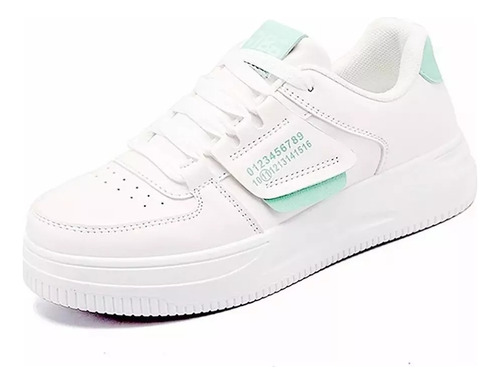 Zapatos De Tenis Blancas De Moda Suela Gruesa Para Mujer