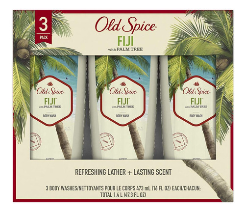 Old Spice Gel De Bano Fiji 3 X 16 Oz (peso Neto 47.3 Fl Oz),