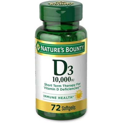Vitamina D3 10000 IU Nature's Bounty 72 Cápsulas Blandas Sin Gluten | MercadoLibre