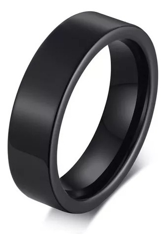 Anel Masculino Feminino Titanium Preto Aço Inoxidável 6mm