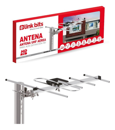 Antena Tv Exteriores Linkbits Uhf Vhf Hd 8 Elementos Hd005