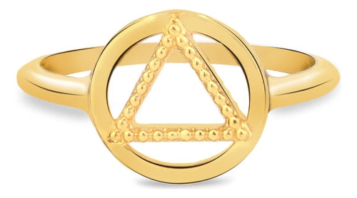 Anel Life Enigma Triângulo Com Banho Ouro Amarelo