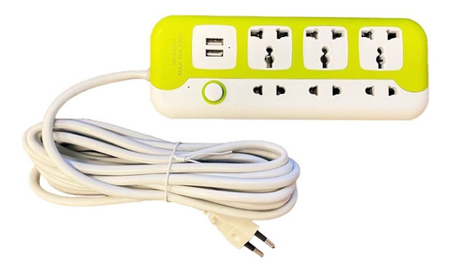 Alargador Zapatilla Eléctrica 6 Posiciones 2 Usb 5 Metros