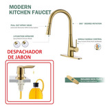 Grifo Monomando Cocina Primium Oro Rociador Extraible Tohlar