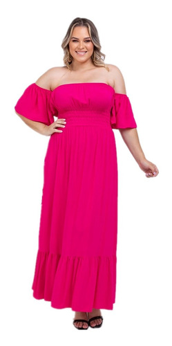 Vestido Longo Plus Size Cruz Elastex Blogueira 44 Ao 48