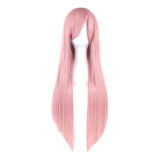 Peluca Rosa Ahumado Cabello Liso Cosplay Kanekalon