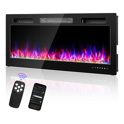 Chimenea Calentador Eléctrica Empotrable 42in 144 Colores Led,5 Velocidades,1500W,Negro | Envío gratis