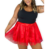 Saia De Tule Carnaval Adulto Plus Size Com Brilho Fantasia