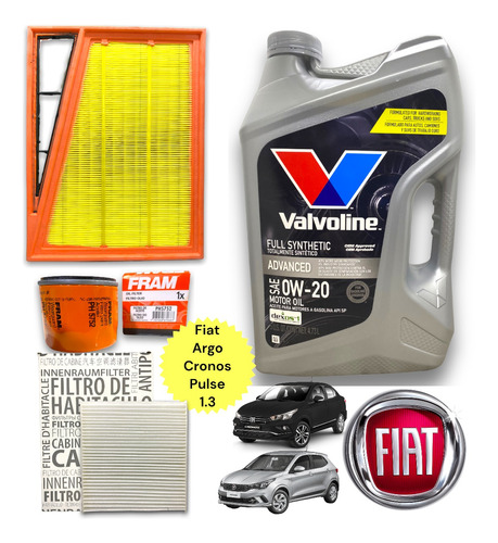 Kit 3 Filtros + Aceite Valvoline 0w20 Argo Cronos Pulse 1.3