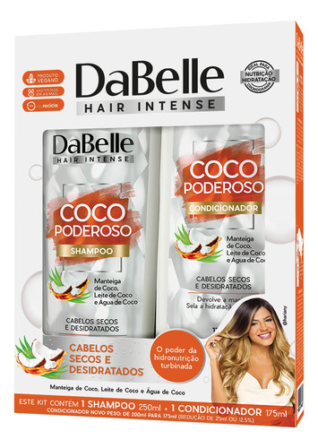 Shampoo E Condicionador Dabelle Hair Coco Poderoso Vegano