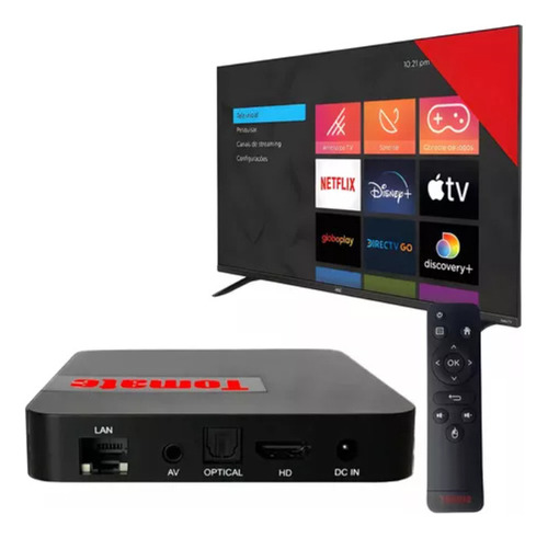 Smart Tv Box Tomate 4k Ultra Hd 2gb Ram 16gb Hd Preto Padrão