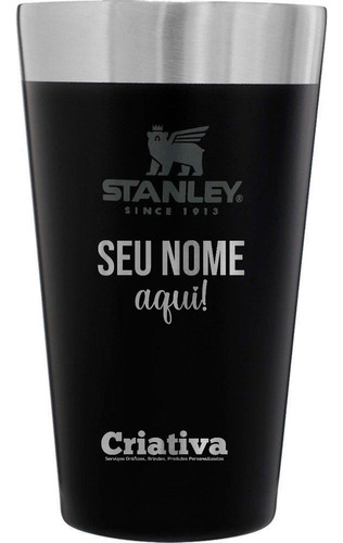 Copo Térmico Para Cerveja Stanley 473ml Personalizado Nome Cor Preto Laser