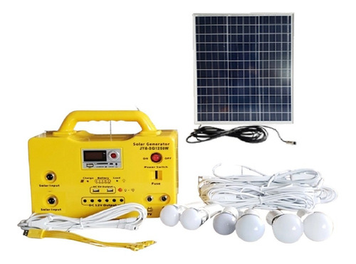 Kit Solar 50w+bateria+6 Luces Led C/cable+radio