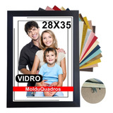 Kit 2 Molduras Quadros 28x35 Em Madeira Premium Vidro
