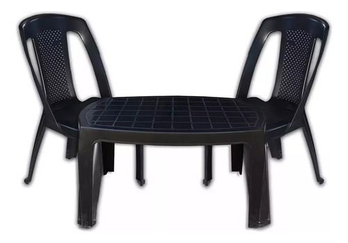 Combo 2 Sillas Capri 1 Mesa Ratona Mascardi Negro Plastico