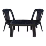 Combo 2 Sillas Capri 1 Mesa Ratona Mascardi Negro Plastico