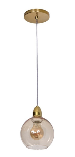 Pendente Jabuticaba Dourado Bola 20cm Globo Vidro Âmbar 110