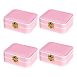 Kit 4 Porta Joia Organizador Brinco Pulseiras Aneis Relogios Cor Rosa