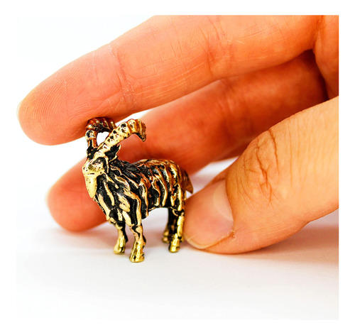Goat Figurine Ram Brass Small Animal Figure Aries Zodiac Mi.