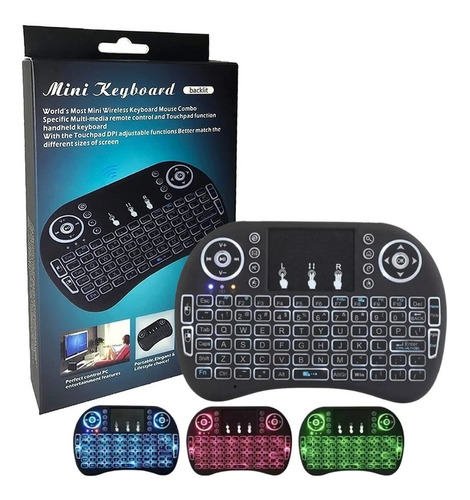 Mini Teclado Inalambrico Usb Iluminado Smart Tv Box Xbox Pc