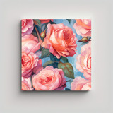 Cuadro Estilo Óleo De Rosas Rosadas - Estilo Intenso 50x50c