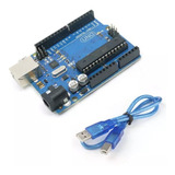 Placa Uno R3 Atmega328 Dip + Usb Robotica Compatível Arduino