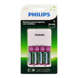 Carregador De Pilha Philips Scb2445nb Com 4 Pilhas 2450mah